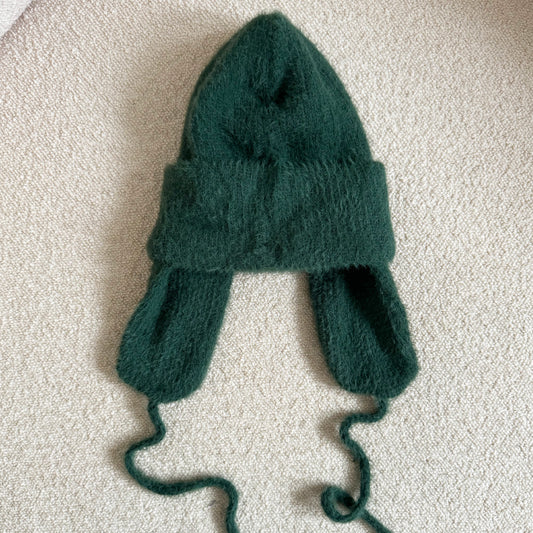 Forest green ear flap hat