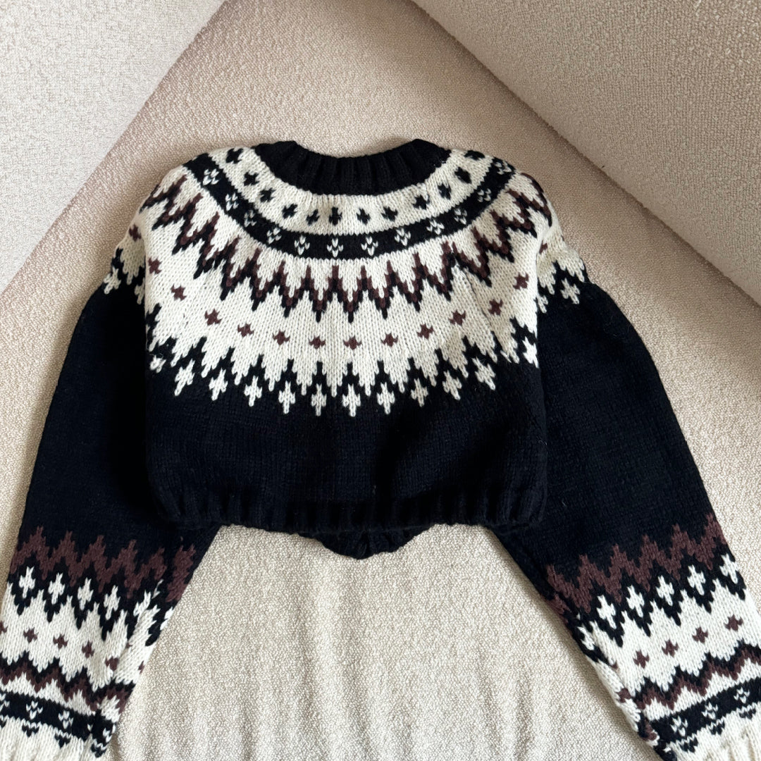 Patterned cropped cardigan b