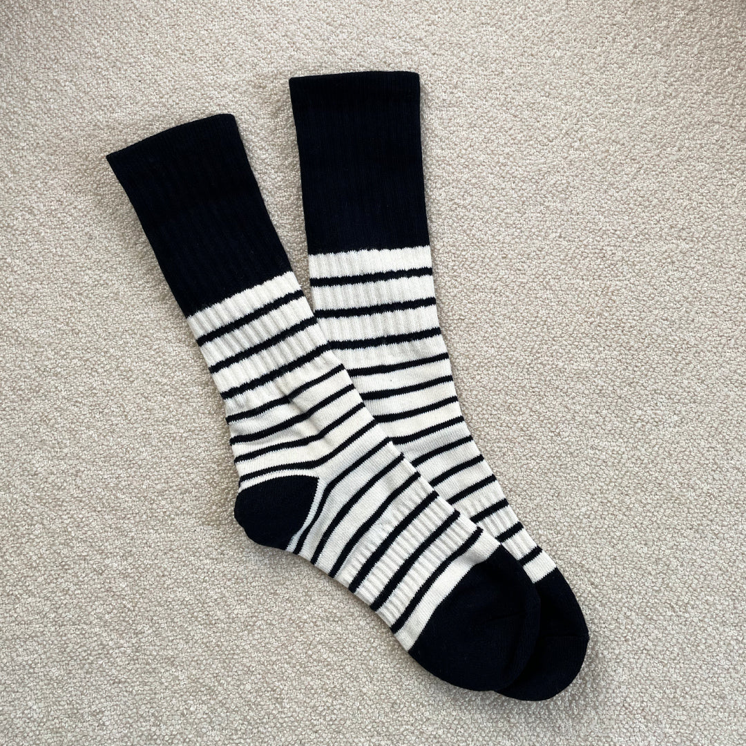 Black and white stripy socks