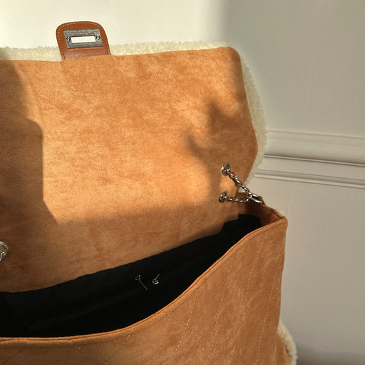 Brown shearling oversized bag