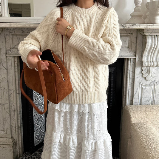 Cream cable knit