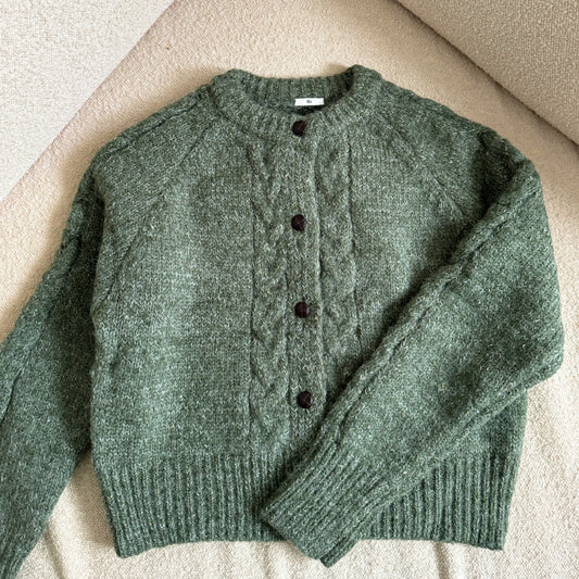 Green cable cardigan