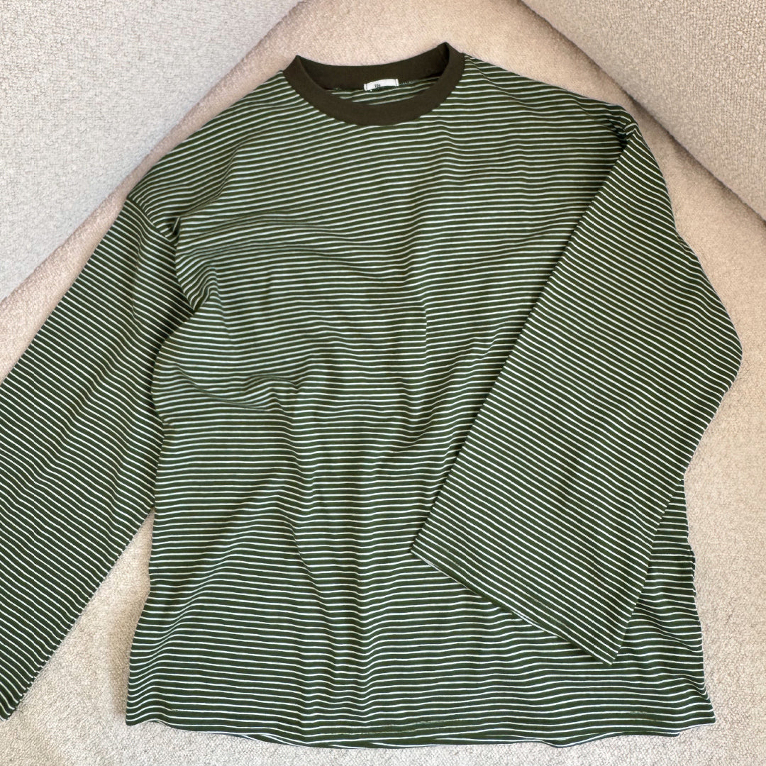 Stripy flared sleeves green