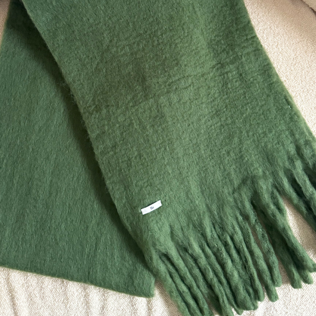 Green brushed scarf