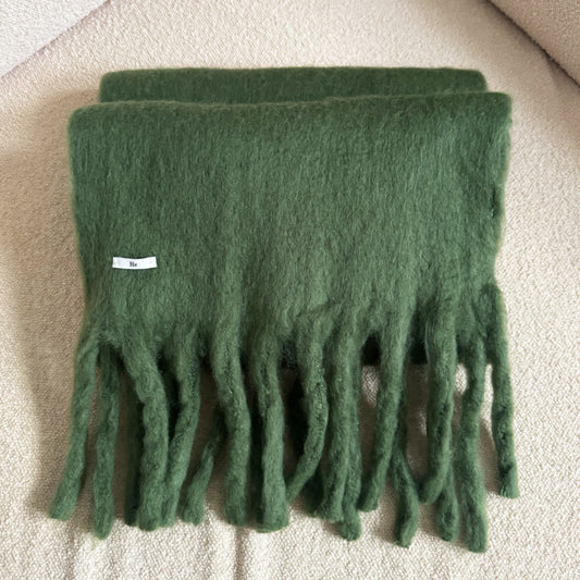 Green brushed scarf