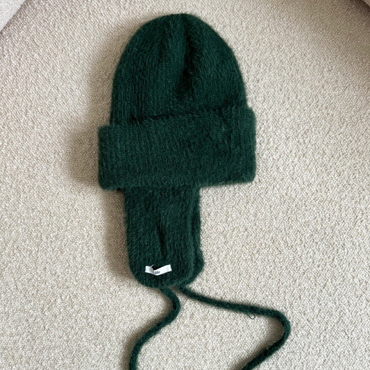 Forest green ear flap hat