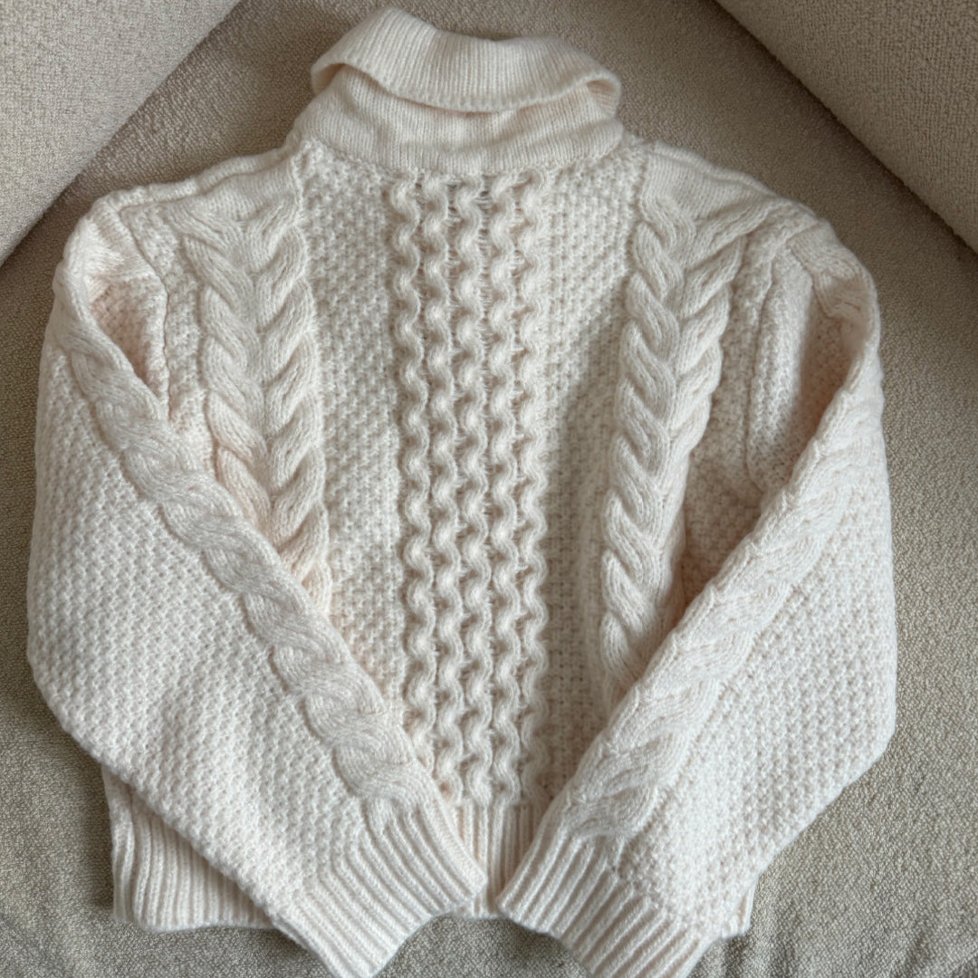 White cable knit