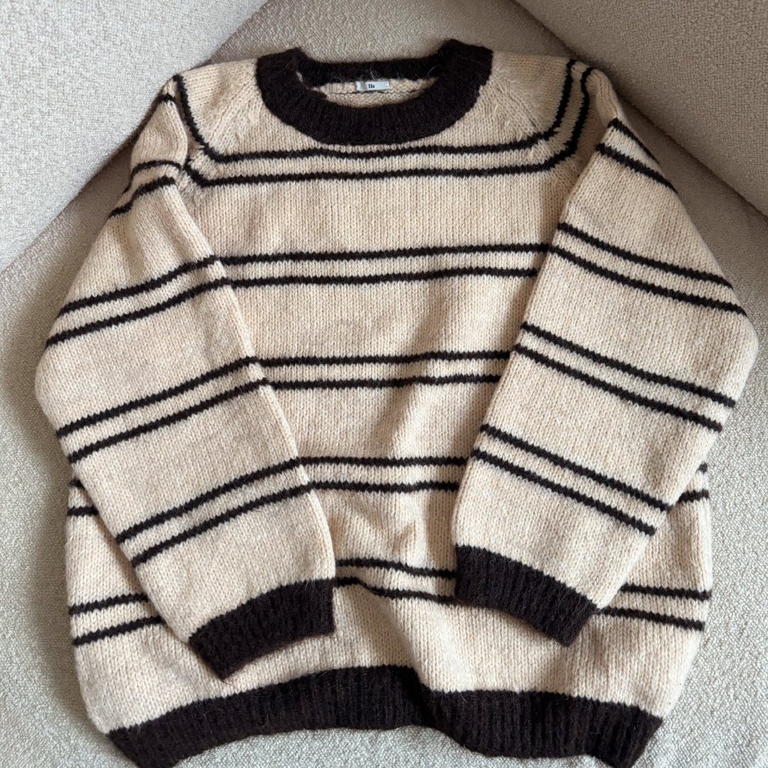 Beige and brown stripy knit