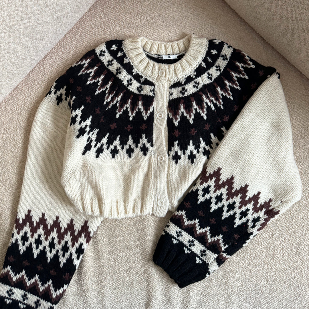 Patterned cropped cardigan w