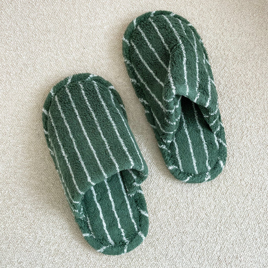 Green striped slippers