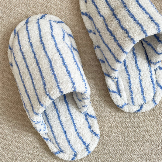 Blue striped slippers