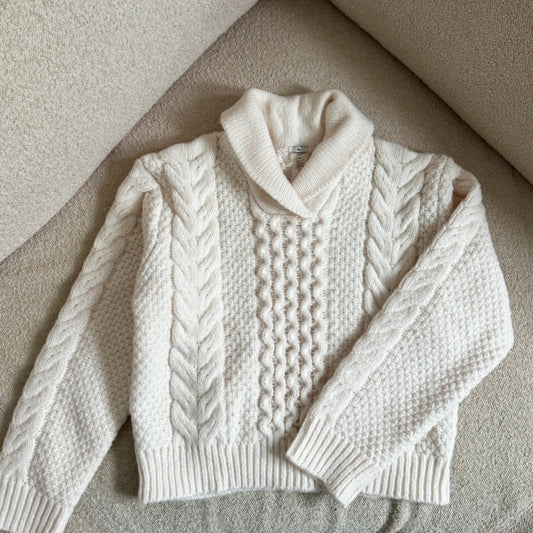 White cable knit