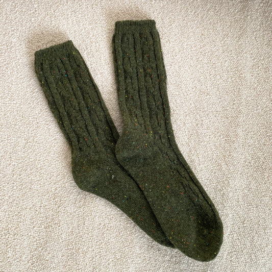 Freckle Olive wool socks