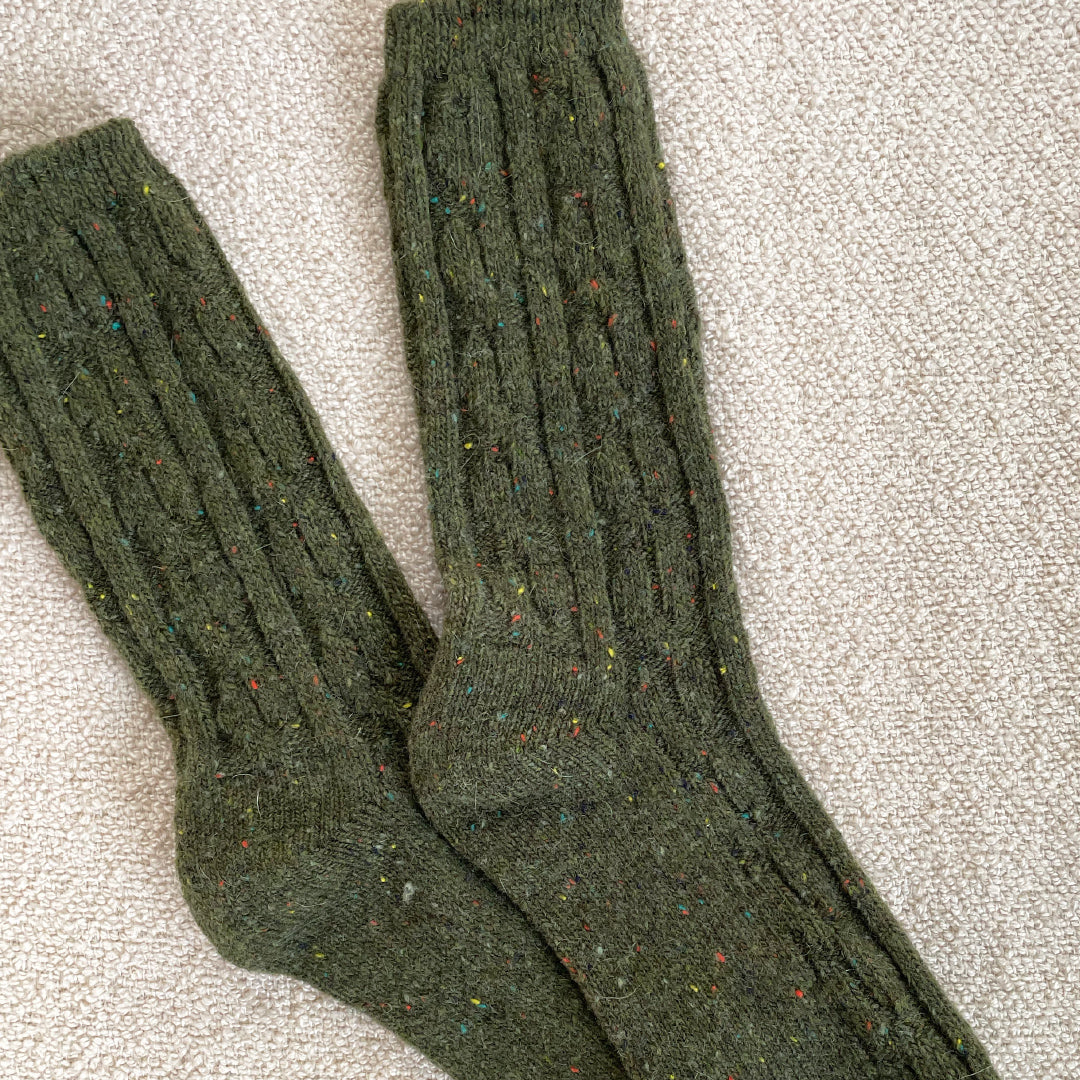 Freckle Olive wool socks