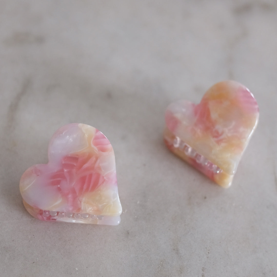 Heart shaped hair clips pink